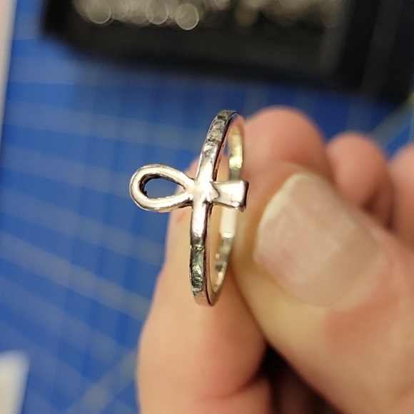 crux ansata Cross Silver Tone Ring Size 6.5 - Picture 1 of 4